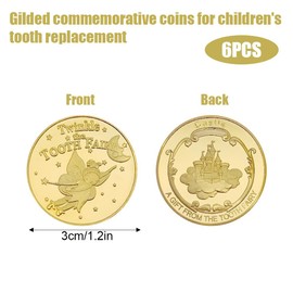 CavspkArt 6 Pcs Tooth Fairy Gifts for Boys and Girls,Tooth Fairy Gold Coin with Different Patterns,Tooth Fairy Gold Coin for Lost Tooth Children Souvenir Accessories,Gifts for Boys and Girls