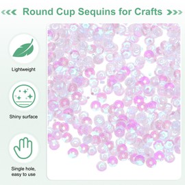 M METERXITY 6000-Pack Loose Sequins Bulk, 40g 4mm Round Cup Sequins for Wedding/Sewing/DIY Craft/Garments Accessories, PVC Spangles with Holes [AB Transparent]