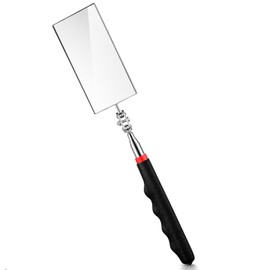 Copkim 1 Pcs Telescoping Inspection Mirror Mechanics Automotive Tool with Long Handle Extendable Mirror on a Stick for Technicians Mechanics Contractors Checking Observation(Black,Square)