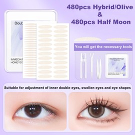 960Pcs Eyelid Lift Strips - Drop Eyelid Lifting Tape - Double Eyelid Tape for Lifting Heavy Hooded/Droopy/Uneven Eyelids - Waterproof Eyelid Lifter，2 Types Eye Lid Lift Tapes for Women