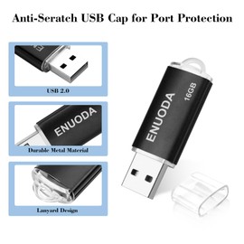 ENUODA USB Stick 16 GB USB Memory Stick High Speed USB 2.0 Flash Drive Black Blue Pack of 2