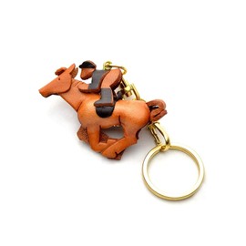 Horse Rider Genuine Leather 3D Key Chain VANCA CRAFT (Made in Japan by Artisans)