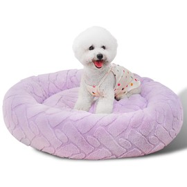 VCKAS Dog Bed Cat Beds Dog Bed Medium Size Washable Dog Bed, Small Dog Bed Jacquard Fluffy Plush Anti Slip Bottom,23 Inch,Purple