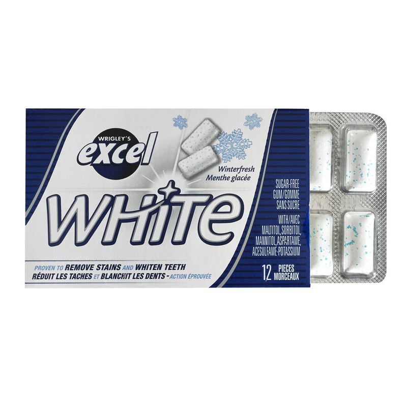 Excel White Sugar-Free Gum, Winterfresh, 12 Count