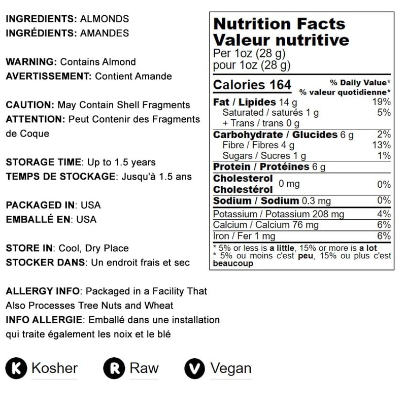 California Almonds, 1 Pound – Supreme, Whole, Raw, Unsalted, Unroasted