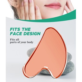 Stainless Steel Gua Sha Stainless Steel Guasha Metal Gua Sha Facial Tools Massage Guasha Tool for Face Gua Sha Tool Gua Sha Stone Massager Gua-sha Face Sculpting Tool Body (Rose Gold)