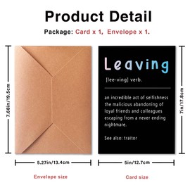 PTRUKD, Funny Farewell Card for Coworkers, Departure Cards for Him, Her, Work Besties, Humorous Resignation Definition Cards, Funny Card for Coworkers Leaving