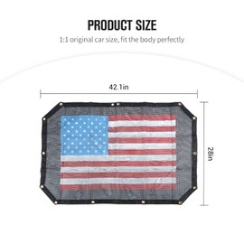JeCar - Parasol de Malla para Puerta Delantera, Duradera de poliéster con Bandera Estadounidense, Proporciona protección Solar UV para Jeep Wrangler 2007-2018 JK & Unlimited