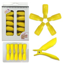 Pana® 10 Pieces (YELLOW) New Bow Ribbon Style Reusable Acrylic Nail Soak Treatment UV Gel Polish Remover Clip Cap Manicure Tool