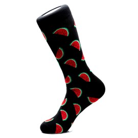 Watermelon Fun Crew Socks Black