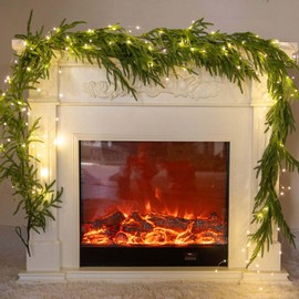 Anna's Whimsy 2 PCS Christmas Garland with Light, Real Touch Winter Pine Garland, Green Artificial Greenery Garland for Table, Mantle, Wall, Indoor, Outdoor Christmas Decorations