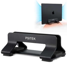Psitek Aluminium Vertical Laptop Stand Holder Dock, Upright Memory, Adjustable Slot Width 10 ~ 30 mm, Fits All MacBook and Laptop, Version 2023