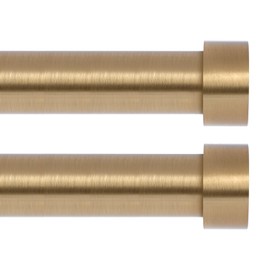 VOIIY 2 Pack Gold Curtain Rods for Windows 28 to 48 Inch(1.5-5 Feet),1" Diameter Drapery Rods with Modern Style End Cap Finials,Size:30-60 Inch,Warm Gold