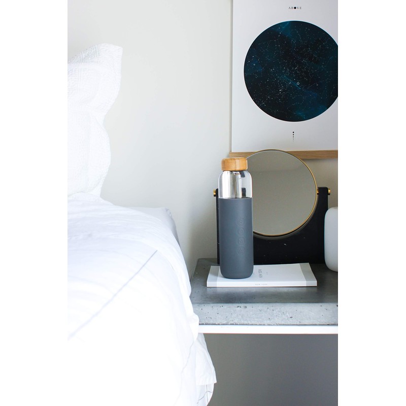 Soma Glass Water Bottle with Silicone Sleeve, BPA-Free, Gray, 17oz