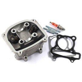 Trkimal GY6 150cc Cylinder Head Assembly Valves(57.4mm) for 157QMJ Engine Scooter Moped ATV Go Kart Quad (Non EGR Type) Together with Gaskets, Spark Plug and 4 Studs