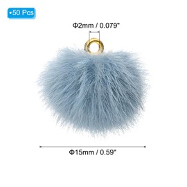 PATIKIL 50pcs Pom Poms Charm, Pompoms Charm Craft Pom Poms Pendants Balls Small Fluffy Tassel Bulk for Crafts Jewelry Making, Blue