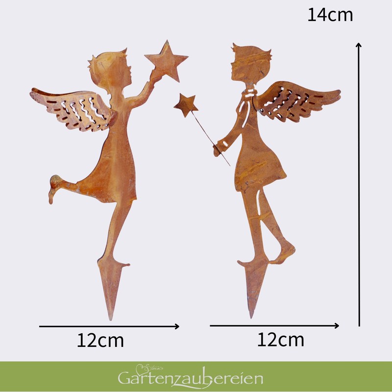 Storm's Gartenzaubereien Garden Stake Angel Figurine Set of 2 for