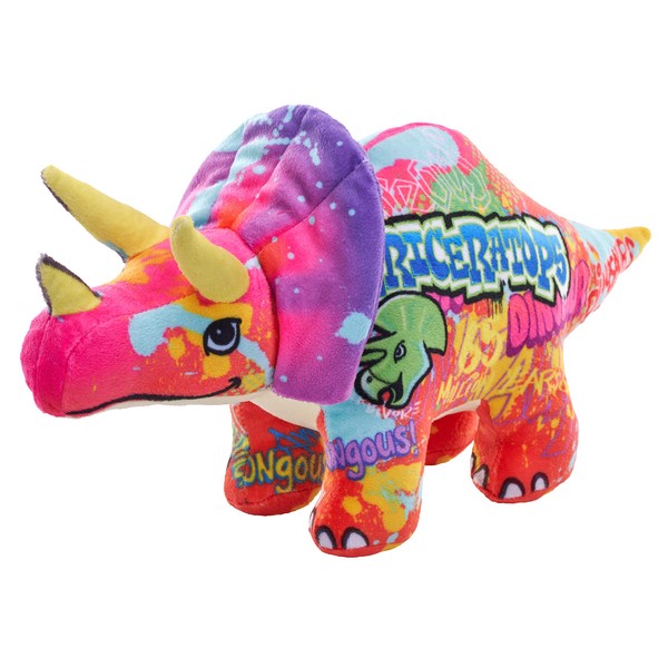 Wild Republic Graffiti Dino, Triceratops, Gift for Kids, Plush Toy, Fabric and Fill is Spun Recycled Water Bottles