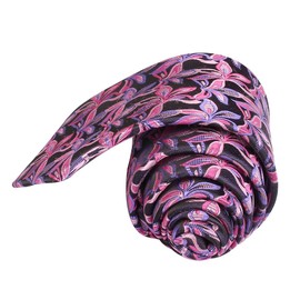 Men's Novelty Floral Ties Handmade Wedding Skinny Designer Neckties by Secdtie, Purple Pink, One Size