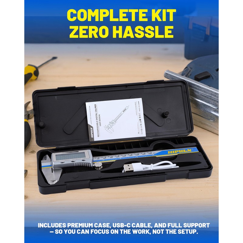 Digital Caliper with USB-C Charging, 6" Stainless Steel Digital Caliper
