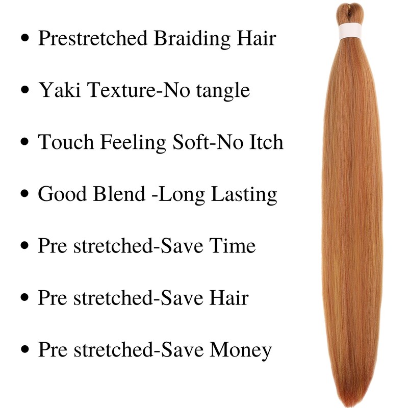 Braiding Hair Pre stretched Honey Ginger Prestretched Braiding Hair for