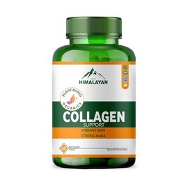Divya Himalayan Plant Based Collagen Capsules with Biotin Helps Support Skin Health Joint Flexibility Hair Strength Herbal Blend with Vitamin C - 60 Tablets
