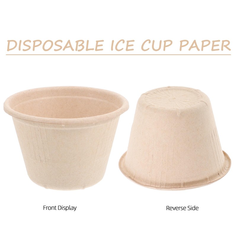 50pcs Brown Paper Ice Cream Cups: Disposable Dessert Bowls Snack