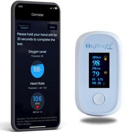 Bluetooth Fingertip Pulse Oximeter - Measures Oxygen Level, Pulse Rate & Respiration Rate - Compatible with Mobile App - Audio Alarm - Battery Life Up to 24hrs of Use