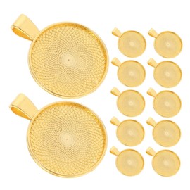 DOITOOL 20pcs Golden Flat Round Pendant Trays DIY Cabochon Settings for Gemstone and Jewelry Making Elegant Bezel Frames for Unique Accessories