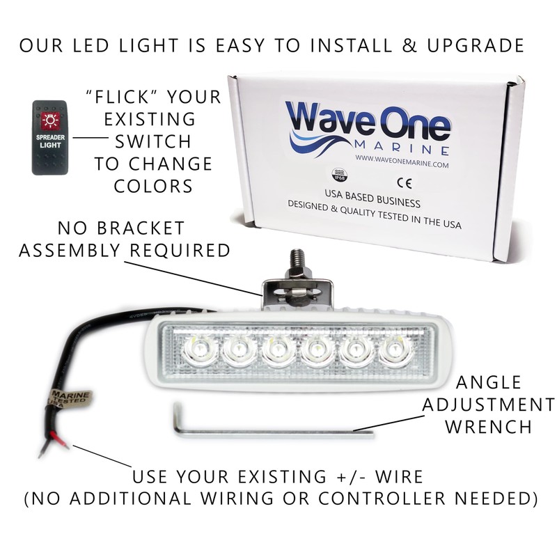 Wave One Marine Dual Color LED Boat Spreader Light Deck