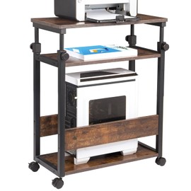 Height Adjustable Computer Tower Stand, Computer & Machine Carts, PC Tower Stand, Printer Stands with Wheels, 24" W x 12" D x 23"-38" H, Holds Up to 132 lbs (Fits Tower Lower Than 19")