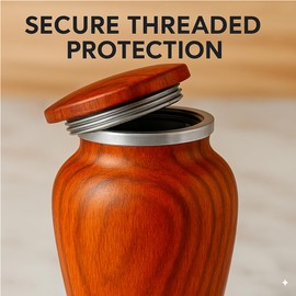 Small Keepsake Urn for Human Ashes – Rosewood Wood Appearance Memorial – Handcrafted Mini Urn for Sharing – Recycled Cast Aluminum – Secure Lid - Velvet Bag & Funnel – Decorative Container