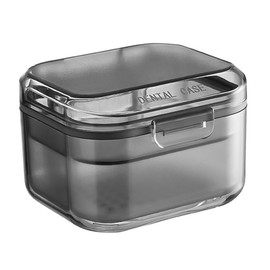 Enwye Orthodontic Retainer Aligner Case 3-Layer Portable Soaking Storage Box Black Dental Accessory