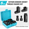 DURATECH 5PCS O2 Oxygen Sensor Socket Thread Chaser Set, 3/8"