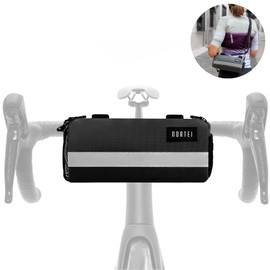 Handlebar Bag for Road, Gravel and BTT – Bike Packaging with Removable Shoulder Strap and Waterproof Zip – 23 x 10 cm – 2L (Black)