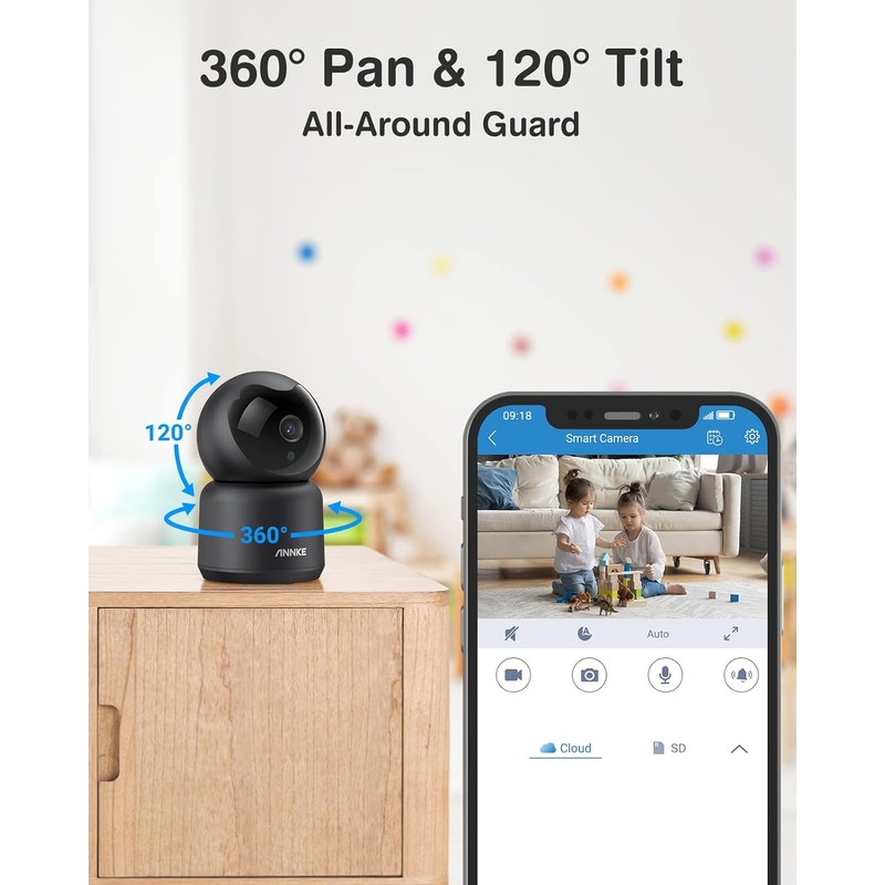 ANNKE Crater 2-2K WiFi Security Camera, 3MP Indoor Camera 360