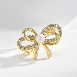 AILONMEI Pearl Flower Brooch and Pins for Women Gold Butterfly Bow Elegant Pin Christmas Gift Jewelry (HDJ001)