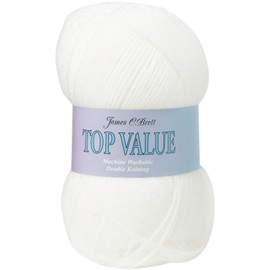 James Brett Top Value DK Double Knitting Wool 100% Acrylic Yarn 5 x 100g Ball (White - 8428)