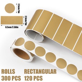 Gosknor 420pcs Gold Scratch Off Stickers, Round & Rectangular, PET Material, Lottery, Indoor Use