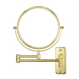 Cerdeco 8 Inch 5X Double Sided Makeup Wall Mount Mirror with Gold Plated Finished 360° Swivel Extendable Cosmetic Shaving Mirror Magnification Mirror