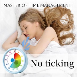 60 Minutes Visual Timer for Kitchen, Office, Classroom, Study, Countdown Timer for Kids and Adults, No Ticking Pomodoro Timer, Time Management (Blue)
