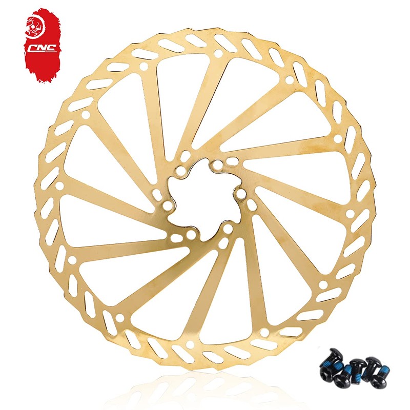 CNC Bike Disc Brake Rotor 203mm，MTB Brake Rotor With Bolts，2pcs（Gold）
