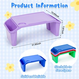 Kigley 4 Pcs Kids Lap Desk Tray Large 21.65 x 10.63 x 7.87 Inch Portable Activity Table with Side Storage Compartment for Home Car Daycare Tablet Book Games Snack, Suitable for Children Aged 3+