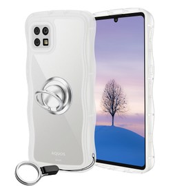 AQUOS sense6 sense6s ケース クリア ウェーブ リング付き SH-54B SHG05 SH-RM19 SH-M19 SHG07 TPU波状のバンパー 透明 スマホケース かわいい うねうね アクオス センス6 ウェーブ デザイン 可愛い 韓国 女性用 薄型 人気 おしゃれ 耐衝撃 ストラップホール付き(クリア)