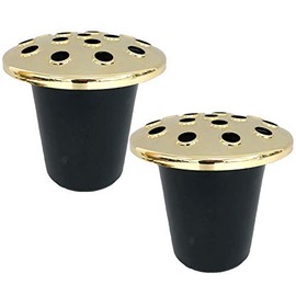 Widdle Celebrations Memorial Graveside Flower Vase Insert Black with Gold Lid - 2 x Vases