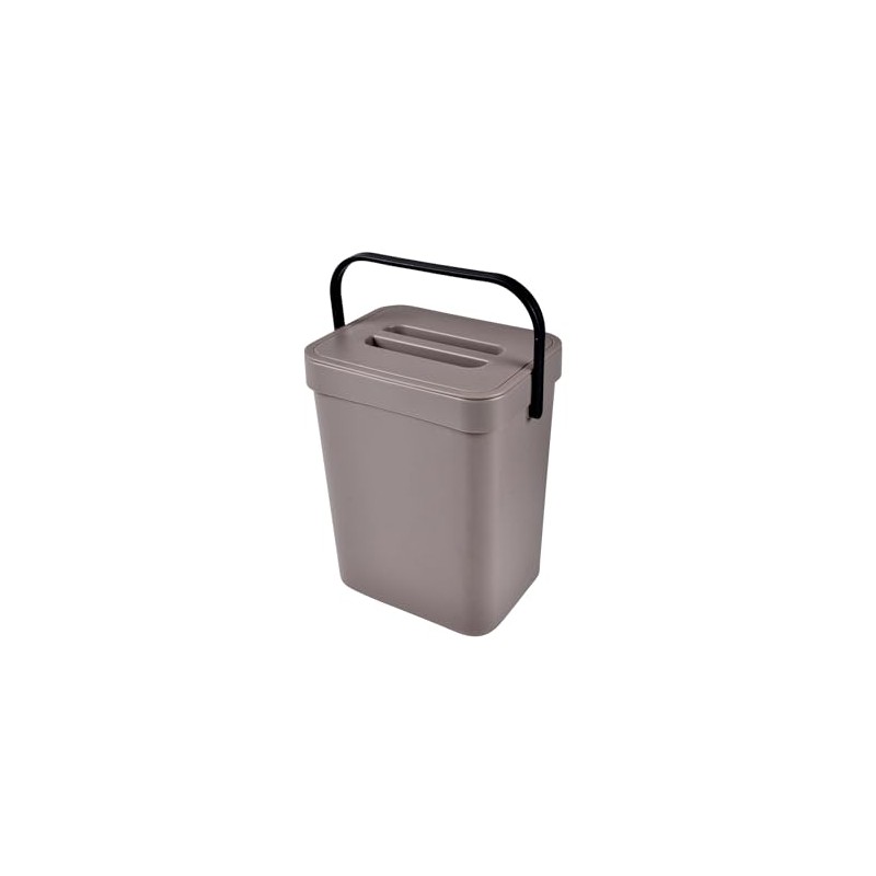 Homéa, 5 Litre Plastic Hanging Compost Bin - Taupe -