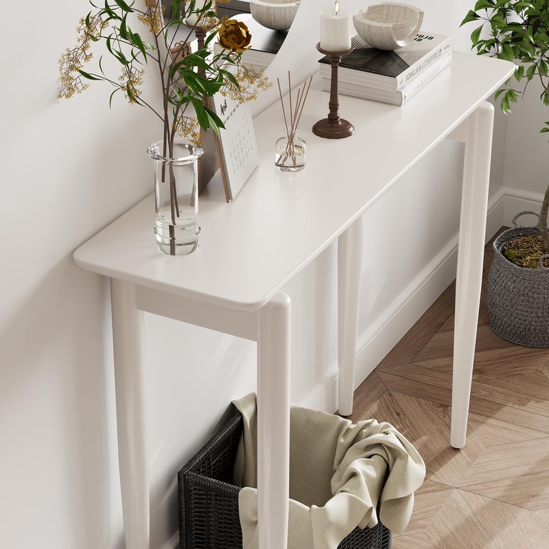 Wood Console Table White Entryway Table, Thin Console Table, Sofa