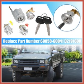ACROPIX Ignition Switch Door Lock Cylinder with Key for Toyota Pickup Hilux LN80 LN85 LN90 LN105 LN108 69058-60041 D2191608 1 Set Car Parts