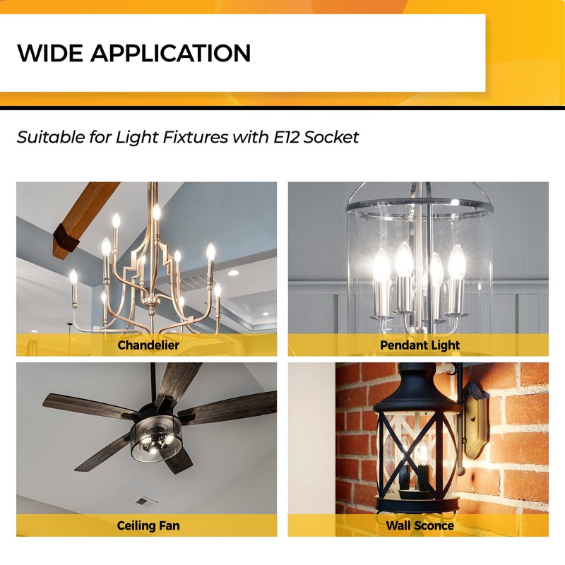 Hizashi E12 Candelabra LED Light Bulb 40 Watt Chandelier Light