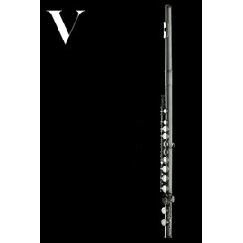 V: Flute Woodwind Instrument Themed Monogram Letter "V" Initial Notebook / Journal / Diary with Blank Lined Pages for Writing Notes | Unique ... Band Members, Music Artists, and Musicians